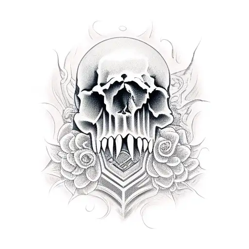 Skull Merged With Cathedral