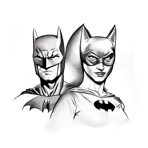 Batman And Cat Woman Over Gotham