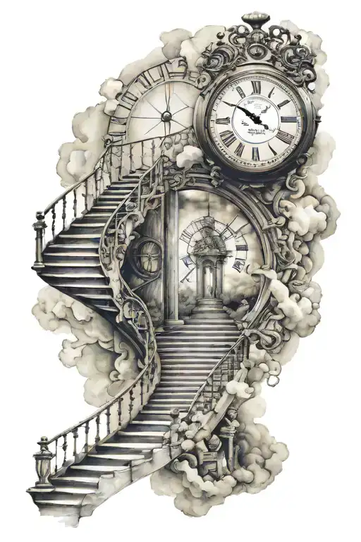 Clock And Stairs To Heaven