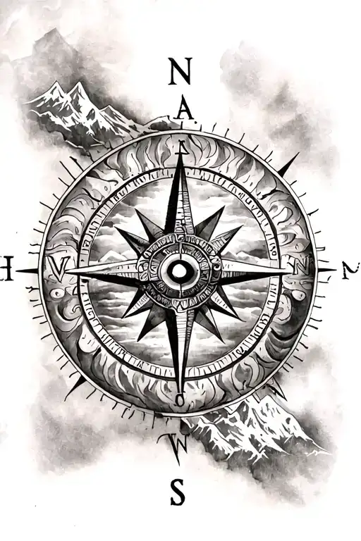 Lord Siva And Himalayas And Compass