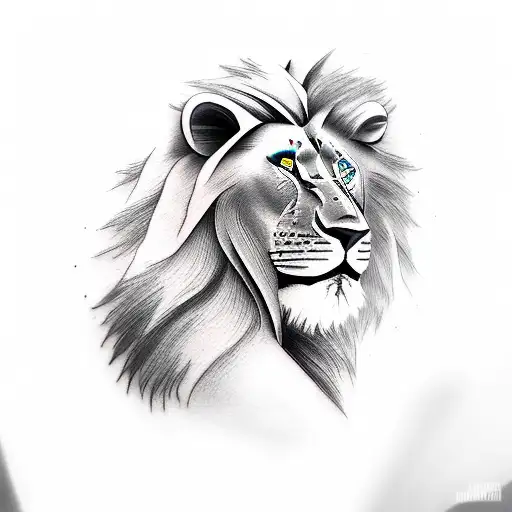 Half Face Woman Warrior Other Half Lion