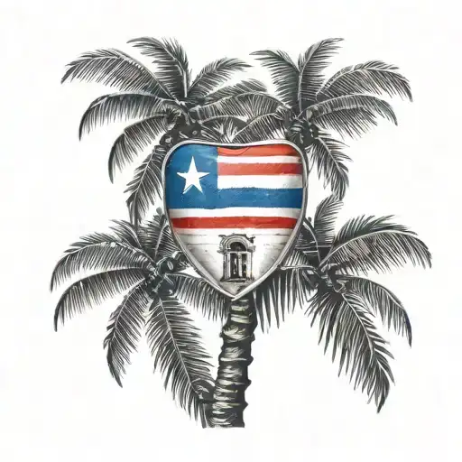Palm Tree With Puerto Rican Flag
