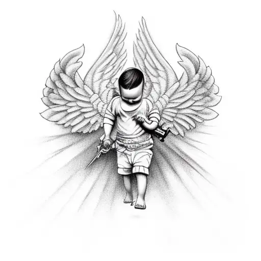 Falling Angel Gangster Baby With Weapons