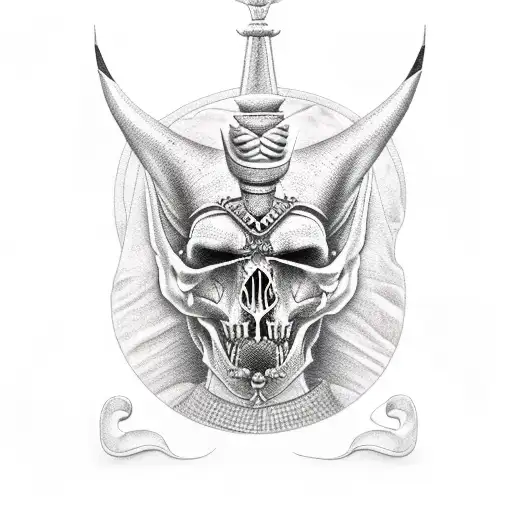 Anubis Sit On Throne Of Skull