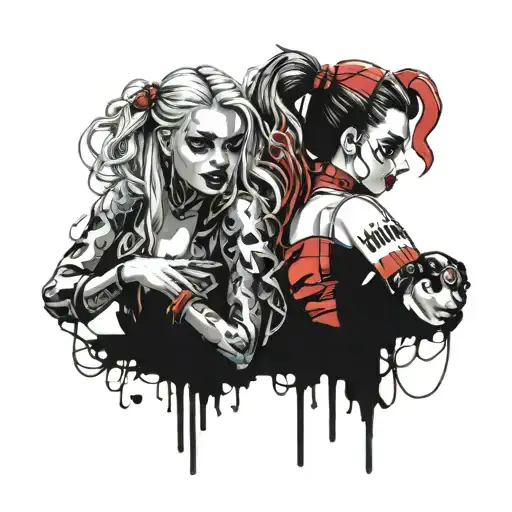Medusa And Harley Quinn Bff Girls Sitting