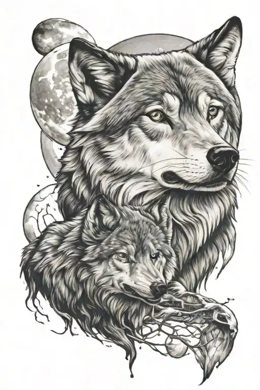 Wolf And Moon