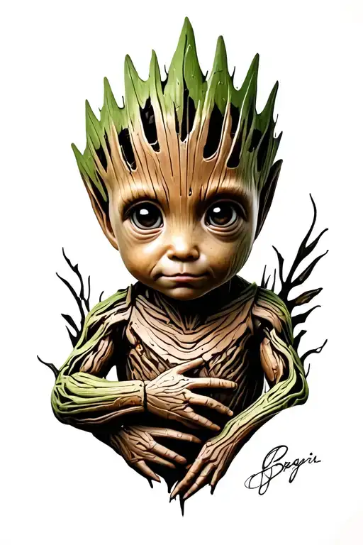 Baby Groot Appareil Photo Realistic Portrait