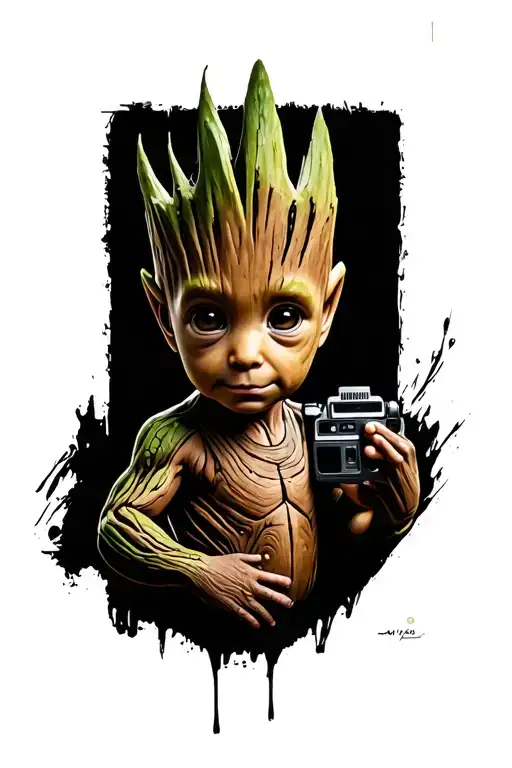 Baby Groot Appareil Photo Realistic Portrait