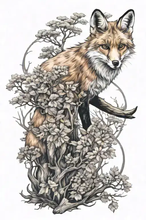 Fox With Trees