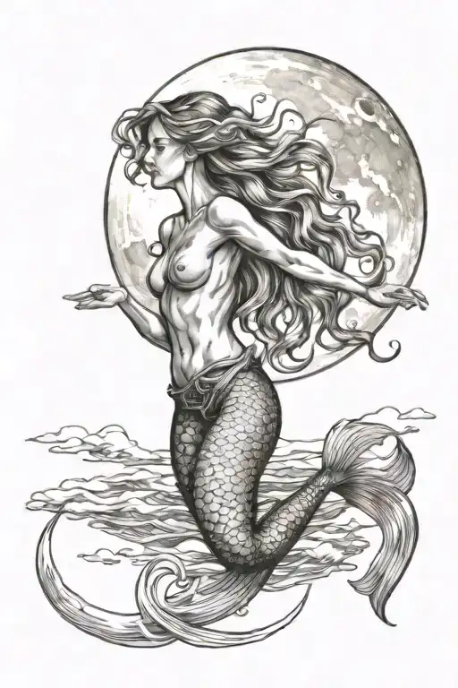 A Mermaid Try To Touch The Moon