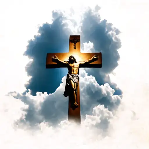 Cross With Clouded Background Jesus Silouette