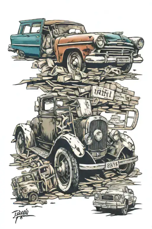 Old Car And Pork Grinds