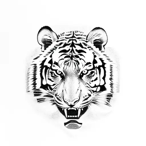 Full Body Tiger Growling Symbol For Strength