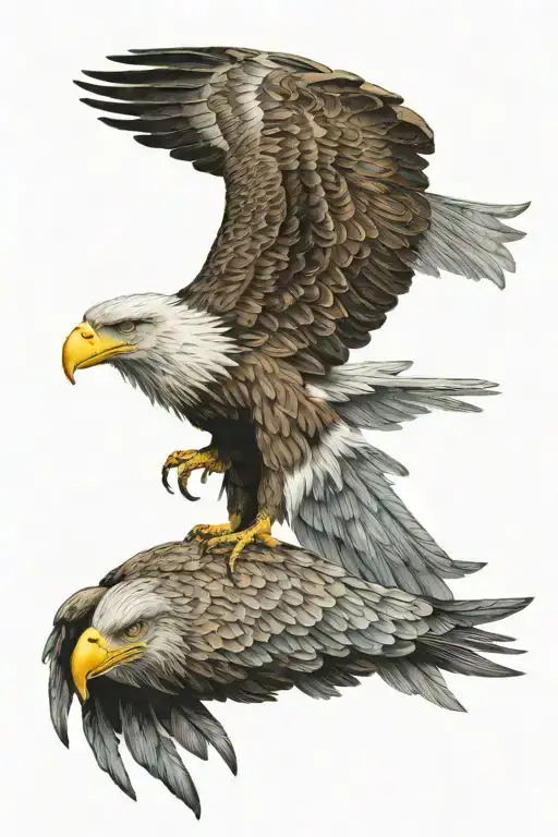 Bull And Eagle Mixture Include Some Nature