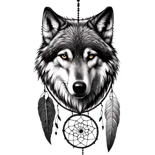 Woman Wolf Dreamcatcher Made