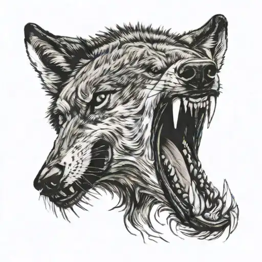 Wolf Snarling At Bear Head