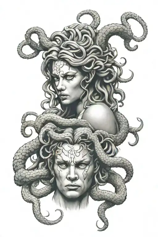 Medusa Head Half Angry Half Sad