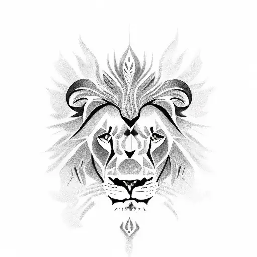 Lion Stamp With Text Above And Below