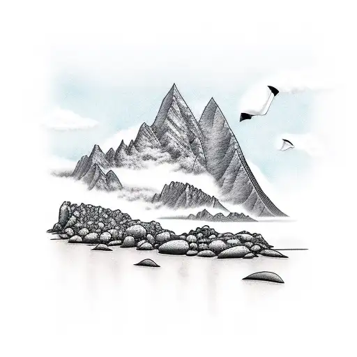 Beach And Mountains Separated