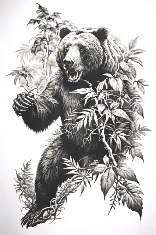Bear Im Jungle Scene