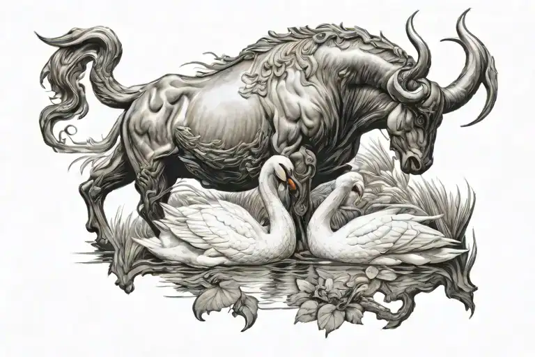 The Bull And The Swan Surrounded