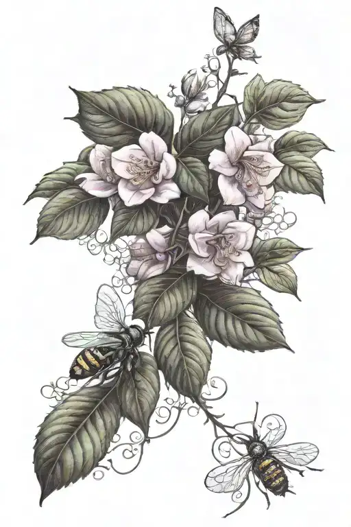 Bougainvillea Vine With Bee Collecting Nectar