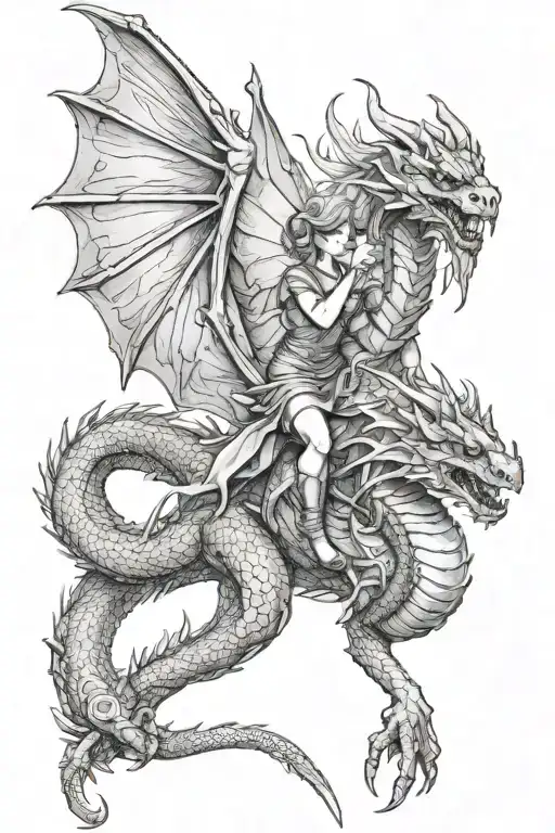 Pixie Fairy Riding A Swooping Serpent Dragon
