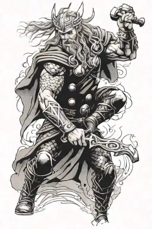 Nordic Mythology Thor Fighting