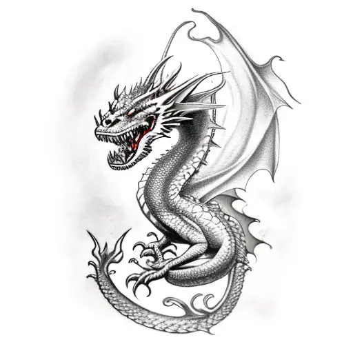 A Realistic Dragon Wrapping Around A Bonsai Tree