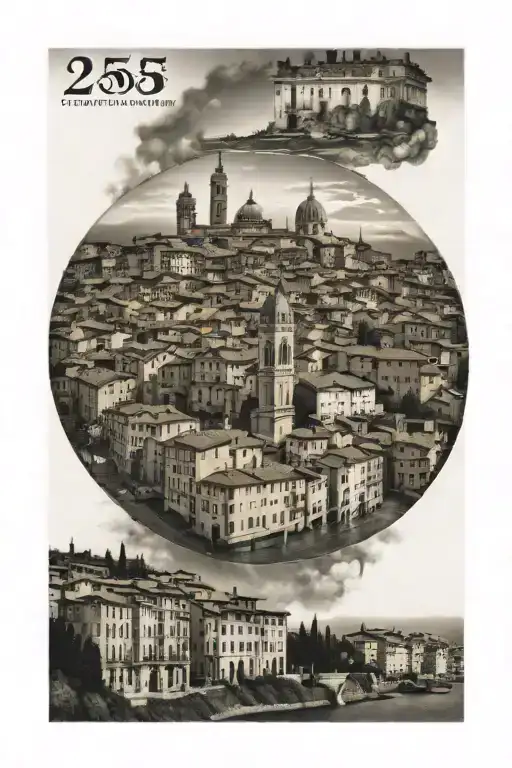 Italian City Skyline Celebrating A 25Th Anniversary