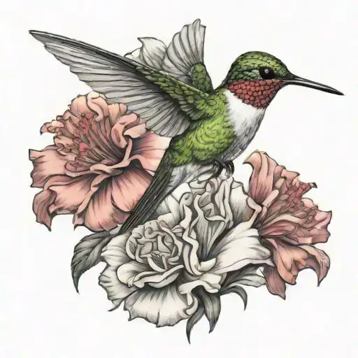 Hummingbird And Carnation Flower