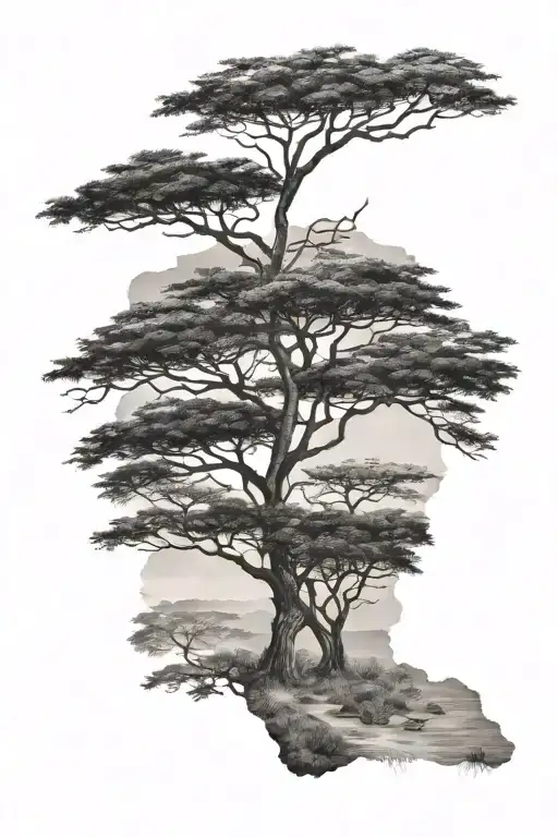 Acacia Tree Silhouette Africa Continent