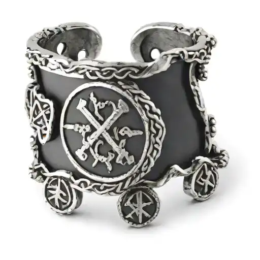 Nordic Bracelet Decorated With Old Norse Runes Engraved