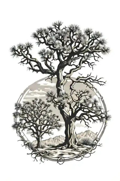 Joshua Tree And Tree Of Life Intertwined