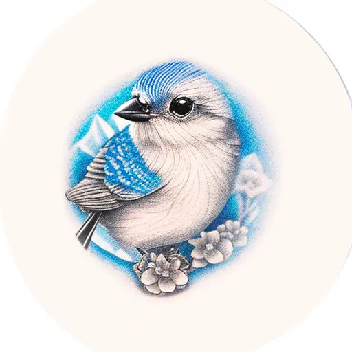 Blue Bird Standing On A Honey Dipper