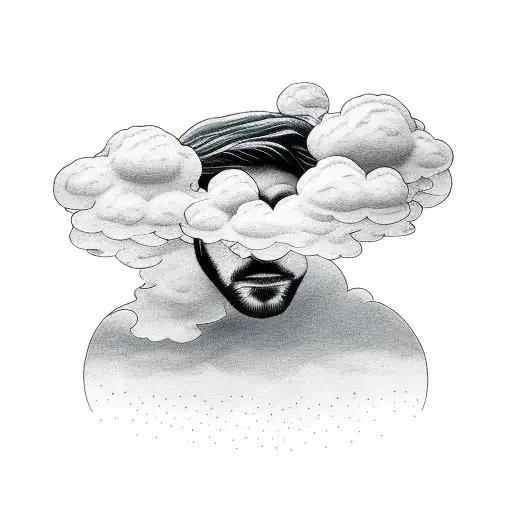 Falling Man With Cloud On His Head