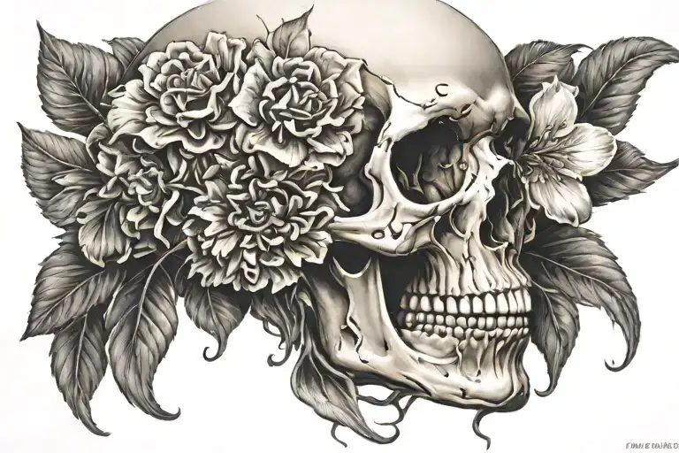 Skull With Flower Coming Out Of Its Face