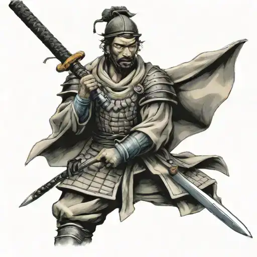 Yasuke Black Samurai Warrior Holding Sword