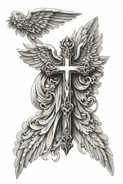 Christian Cross With Angel Wings