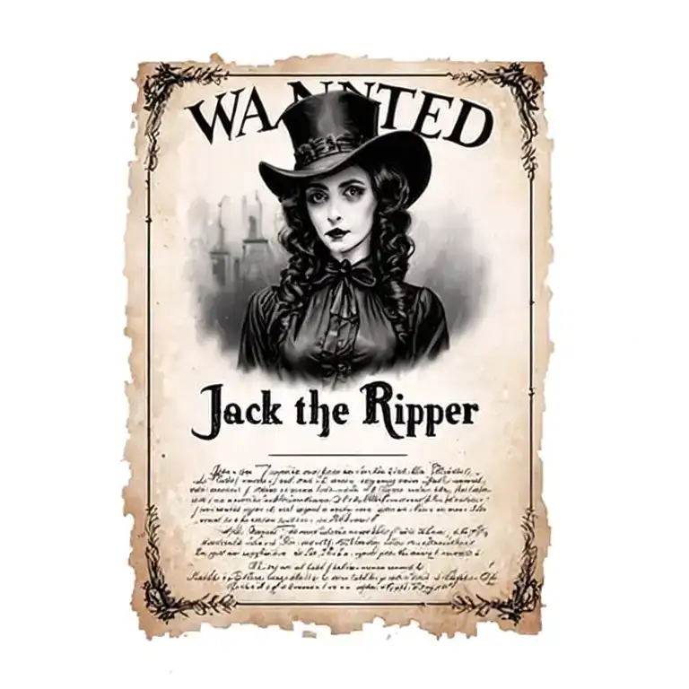 Woman Jack The Ripper Walkimg Past Wanted Poster
