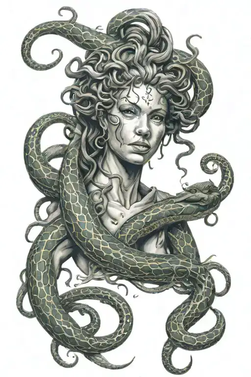 Medusa With A Snake Tail Instead Of Legs