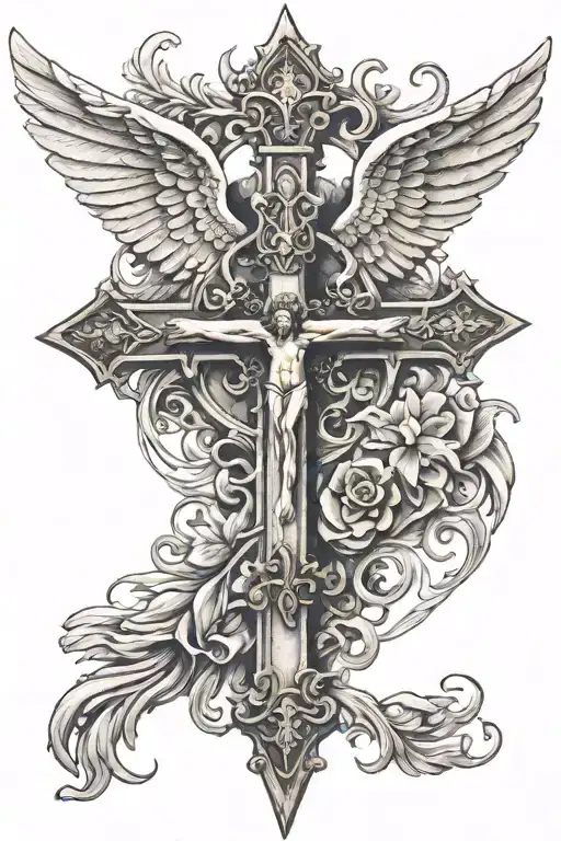 Christian Cross With Angel
