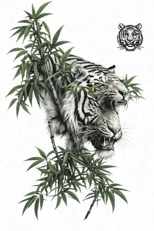 Tiger And Bamboo Forest