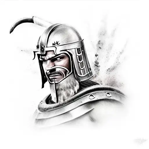 Spartan Warrior Fighting With A Giant