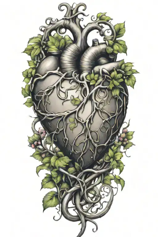 Vines Wrapped Around Heart Symbolizing Love
