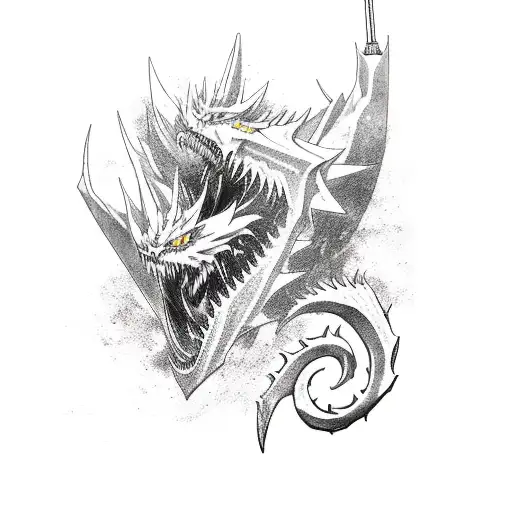 An Epic Battle Scene Between Ichigo Kurosaki From Bleach And A Mechanical Dragon