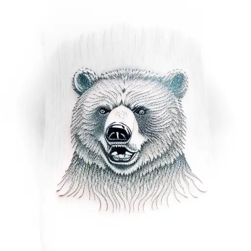 Angry Bear Head With Paw