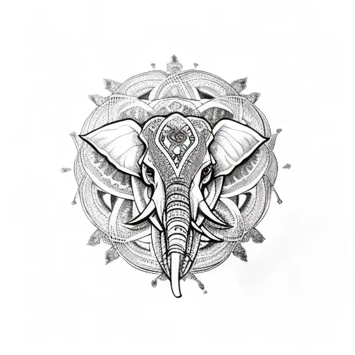 Elephant Skull Mandala Gothic Style