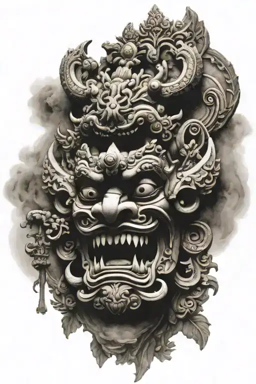 Bali Gate Of Heaven And Barong Mask