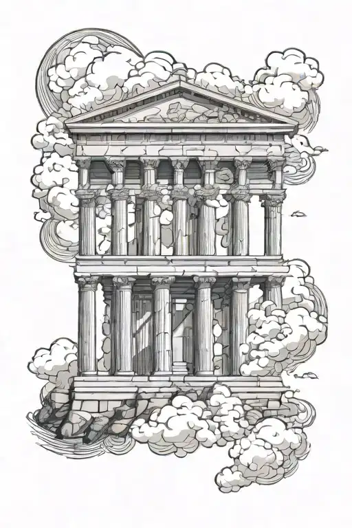 Greek Architecture Background With Clouds Around